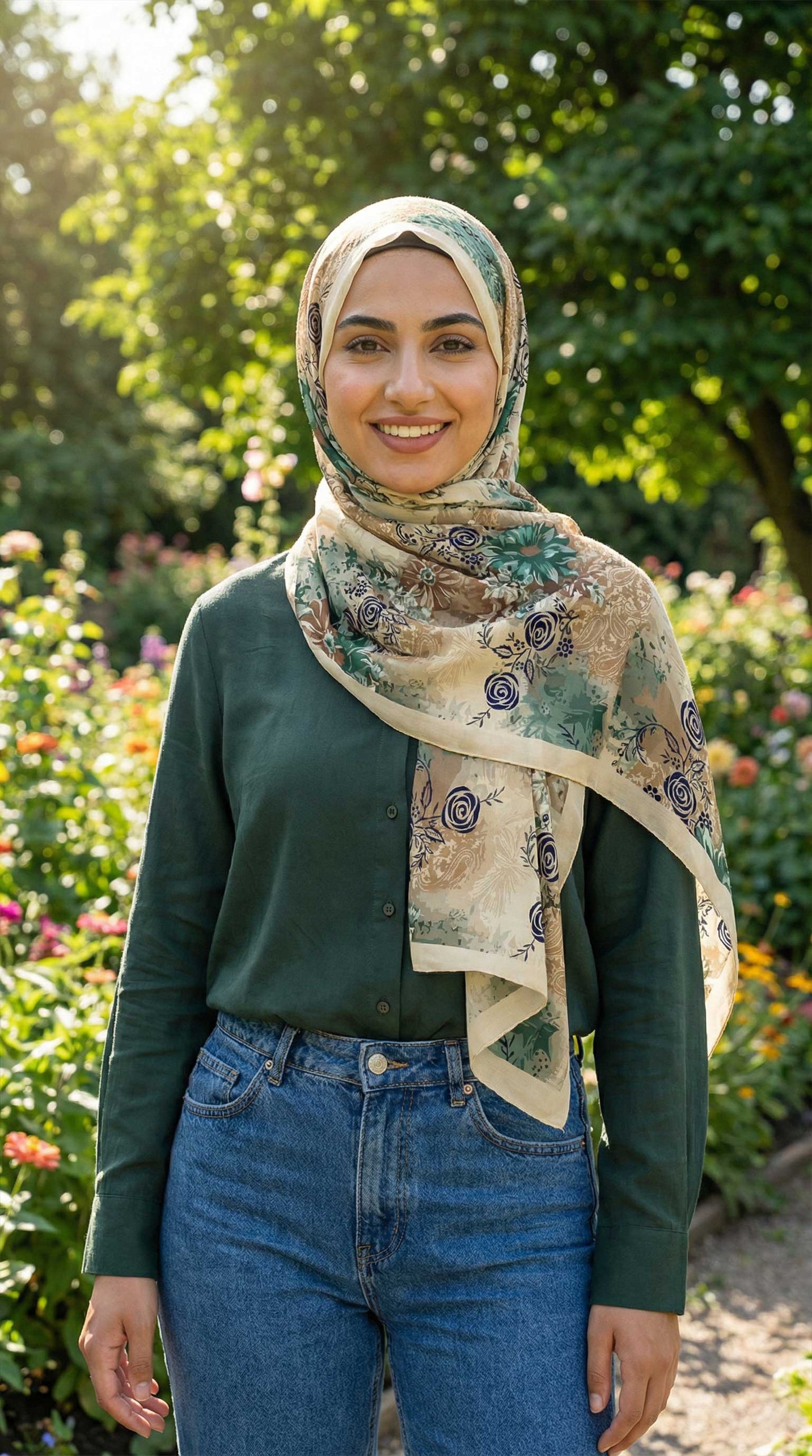 Abstract Floral Chiffon Scarf