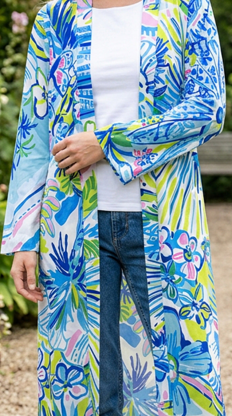 Blue Floral Wave Cardigan