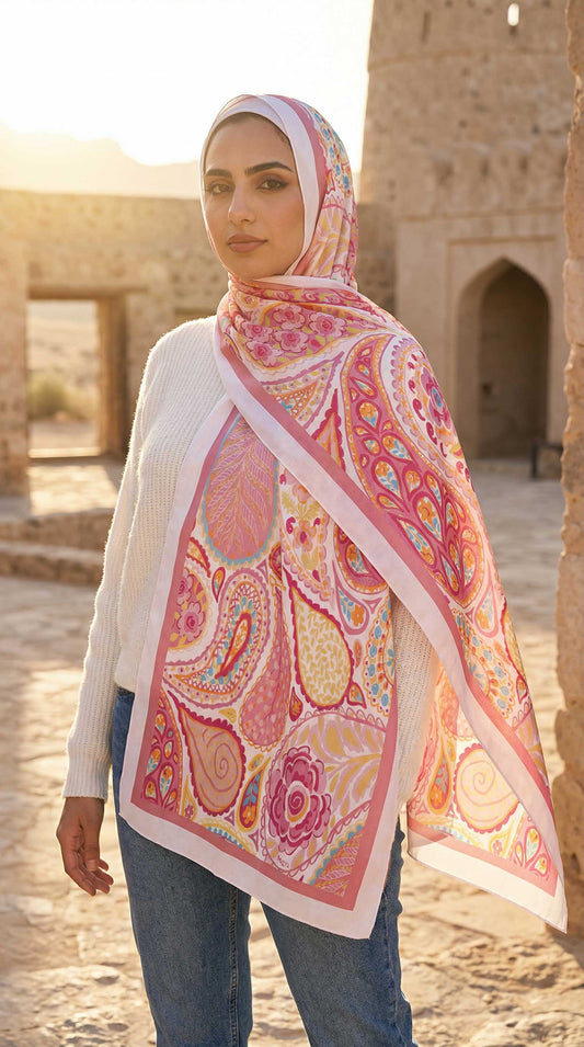 Indian Paisley Chiffon Scarf