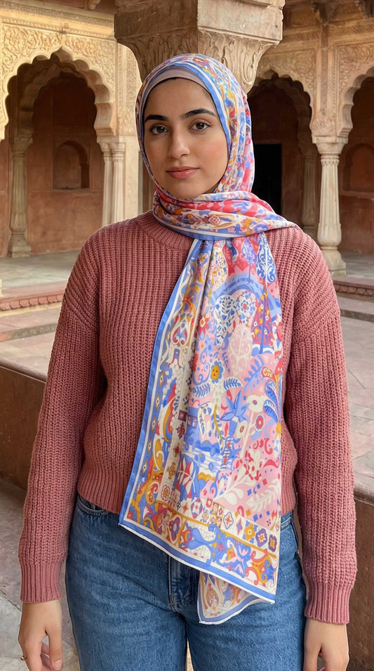 Multicolor Floral Cotton Scarf