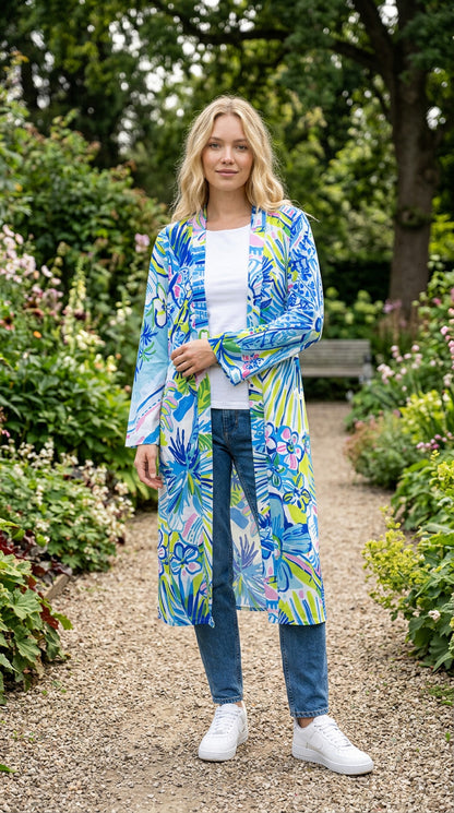 Blue Floral Wave Cardigan