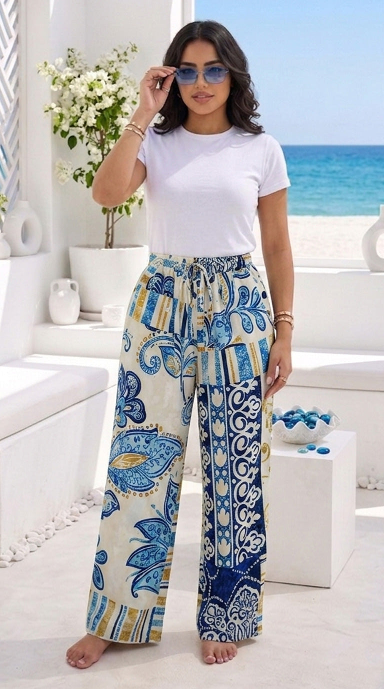 Blue Boho Pants
