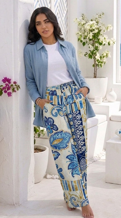 Blue Boho Pants