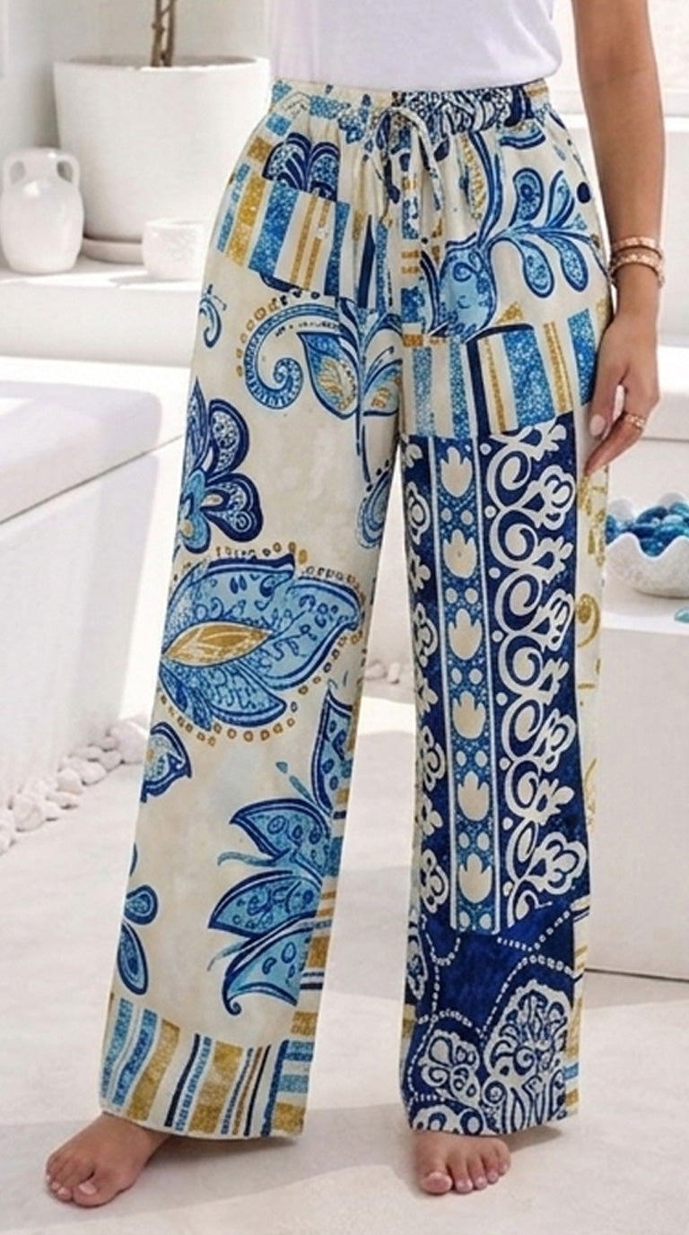 Blue Boho Pants