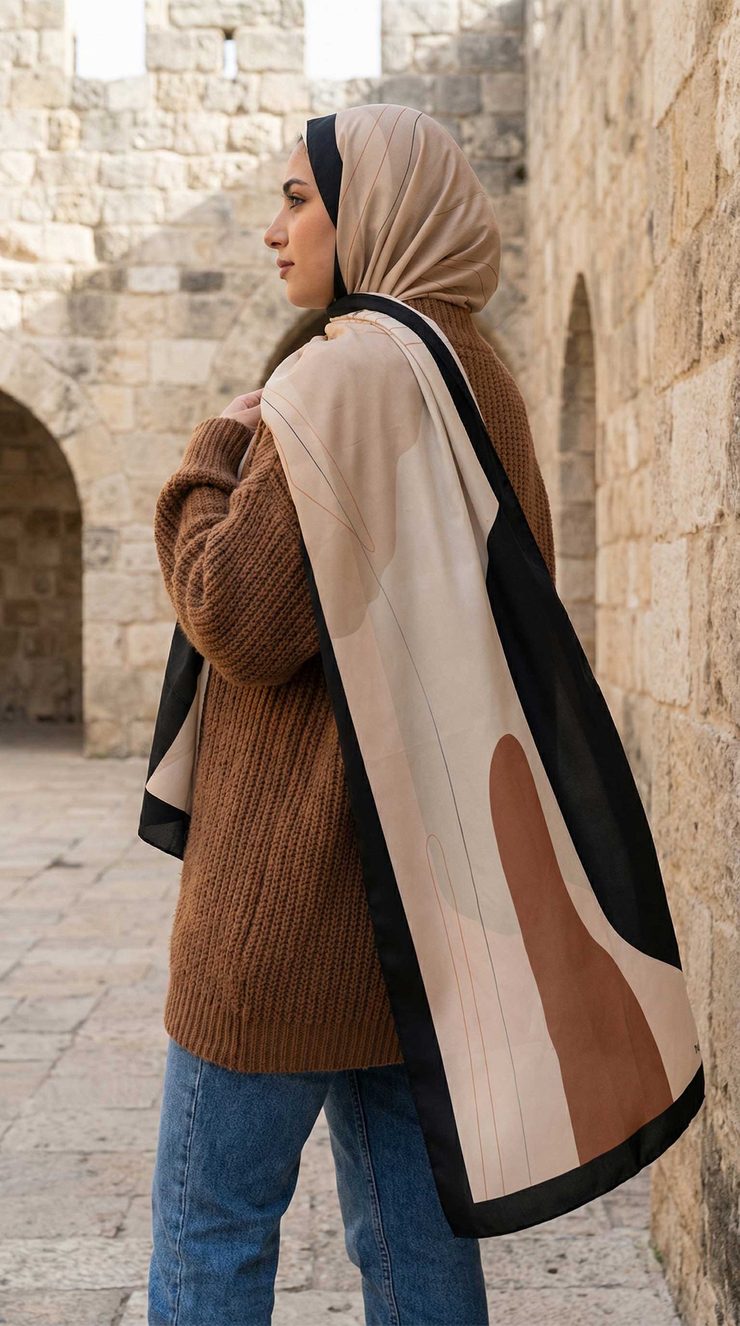 Brown Vintage Chiffon Scarf