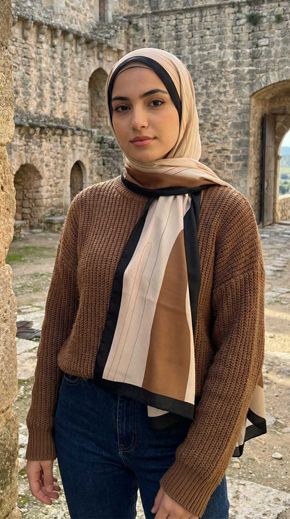 Brown Vintage Chiffon Scarf