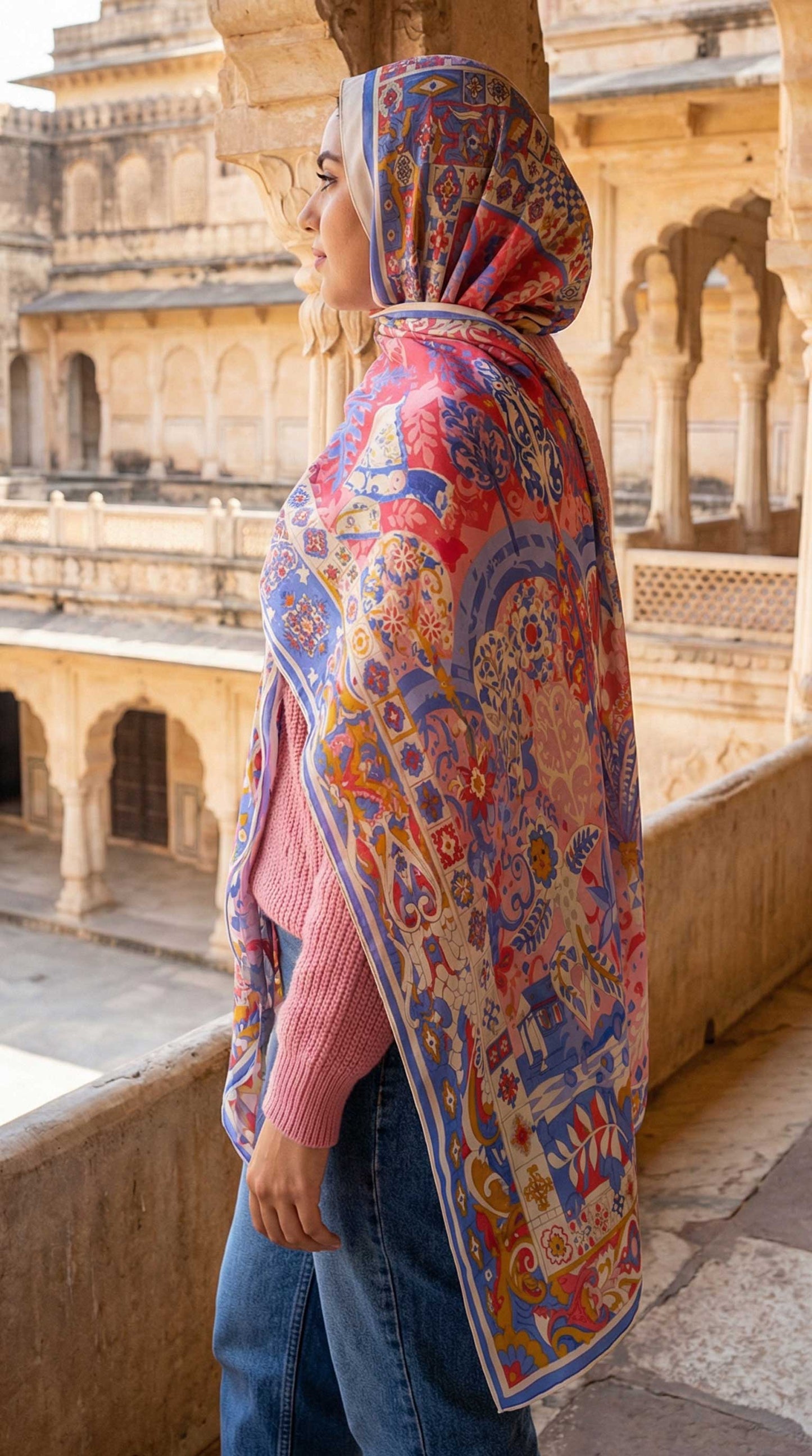 Multicolor Floral Cotton Scarf