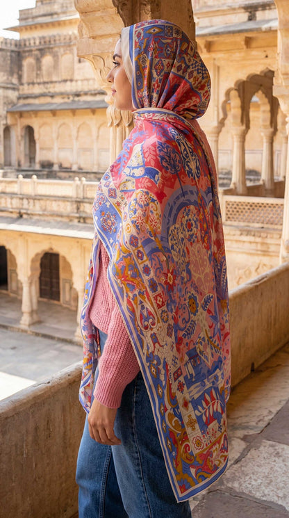 Multicolor Floral Cotton Scarf