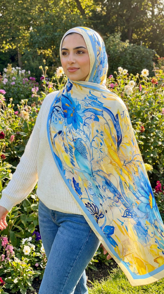 Floral Summer Chiffon Scarf