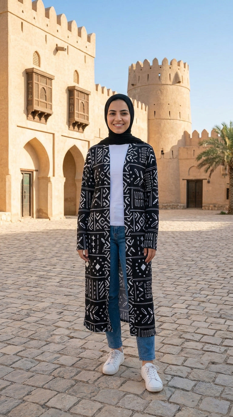 Black Abstract Cardigan